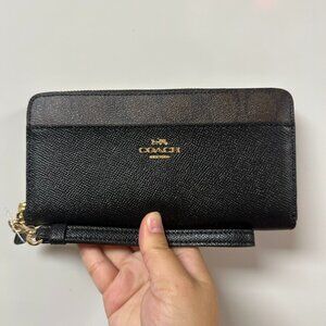 NWT!RARE! Coach F76971 Accordion Zip Wallet With Signature Canvas In Brown/Black